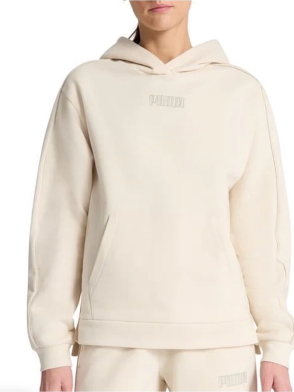 Puma cream color Women’s fleece Pullover Hoodie & jogger set size small